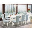 Pemberly Row 9-Piece Wood Dining Set with Upholstered Chairs in White