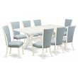 Pemberly Row 9-Piece Wood Dining Set with Upholstered Chairs in White