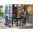 Pemberly Row 5-Piece Wood Dining Set with Faux Leather Chairs in Black