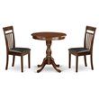 Pemberly Row 3-Piece Wood Dining Table with Faux Leather Chairs in Mahogany