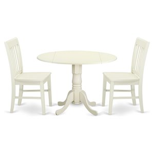 Pemberly Row 3-Piece Wood Dining Set with Drop Leaf in Linen White