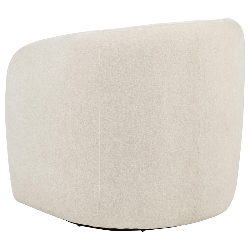 Pemberly Row Faux Sherpa Chenille Swivel Accent Chair in Beige