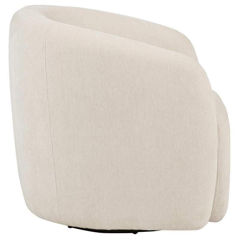 Pemberly Row Faux Sherpa Chenille Swivel Accent Chair in Beige