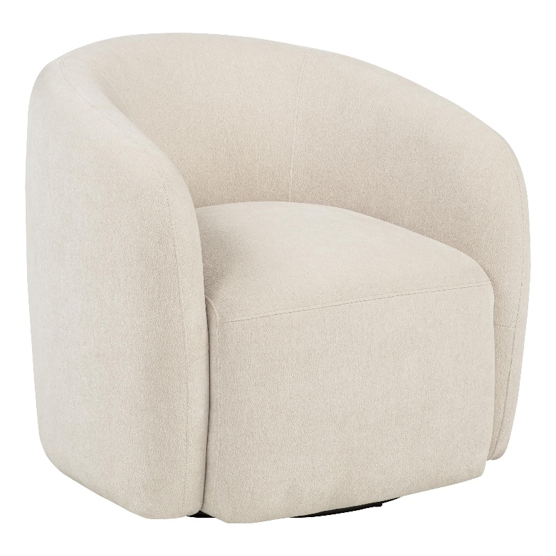 Pemberly Row Faux Sherpa Chenille Swivel Accent Chair in Beige