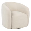 Pemberly Row Faux Sherpa Chenille Swivel Accent Chair in Beige
