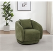 Pemberly Row Chenille Swivel Barrel Accent Chair with Pillow in Green