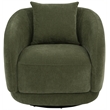 Pemberly Row Chenille Swivel Barrel Accent Chair with Pillow in Green