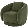 Pemberly Row Chenille Swivel Barrel Accent Chair with Pillow in Green