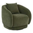 Pemberly Row Chenille Swivel Barrel Accent Chair with Pillow in Green