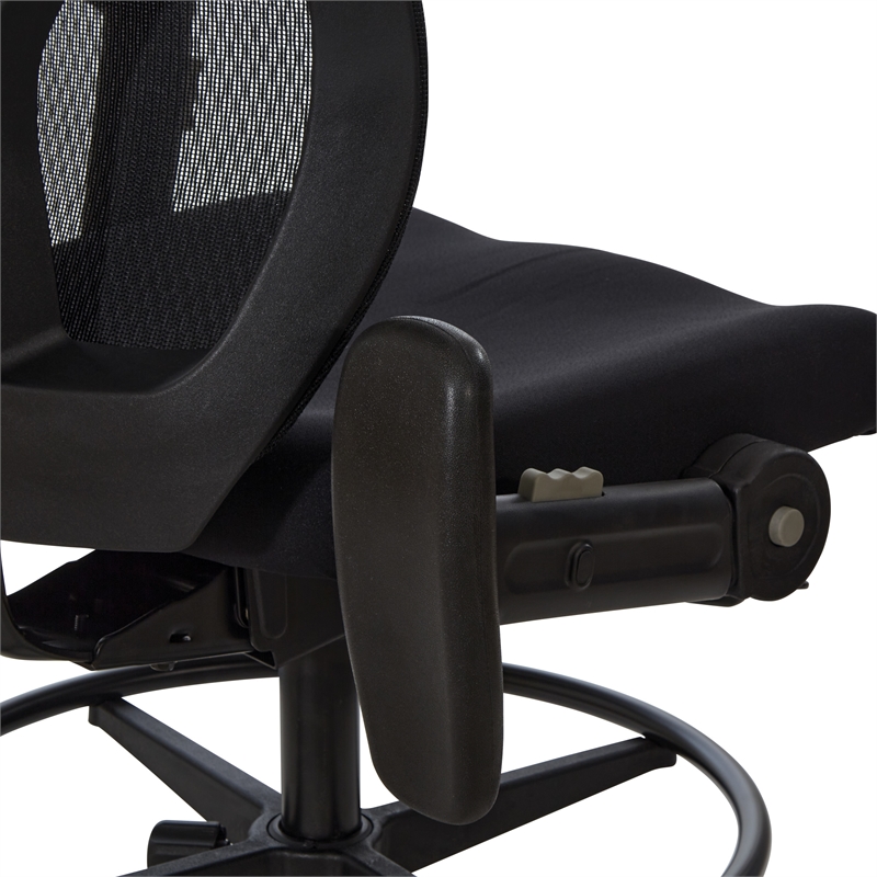 Pemberly Row Mesh Back Office Chair with Flip Arms in Coal Black Fabric