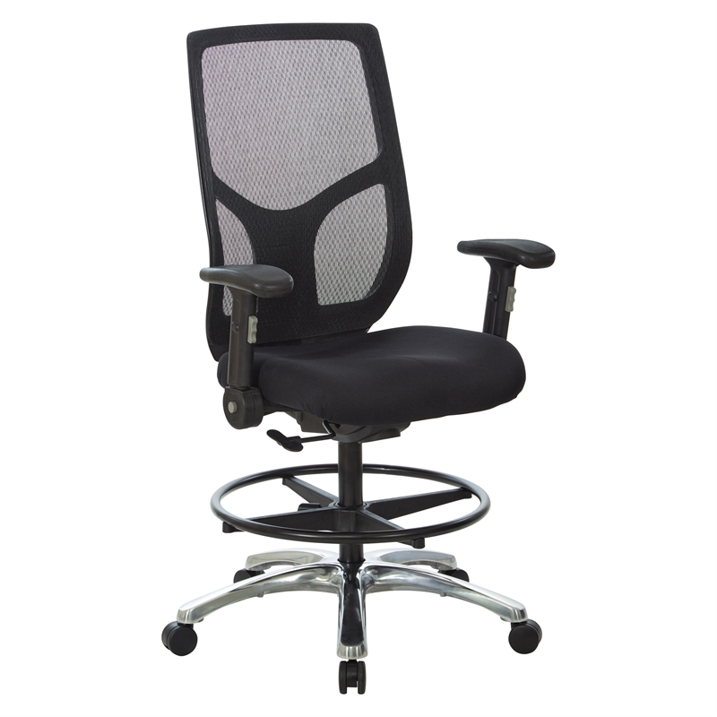 Pemberly Row Mesh Back Office Chair with Flip Arms in Coal Black Fabric