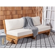Pemberly Row Brazilian Teak Wood Patio Sofa in Natural and Beige