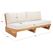 Pemberly Row Brazilian Teak Wood Patio Sofa in Natural and Beige