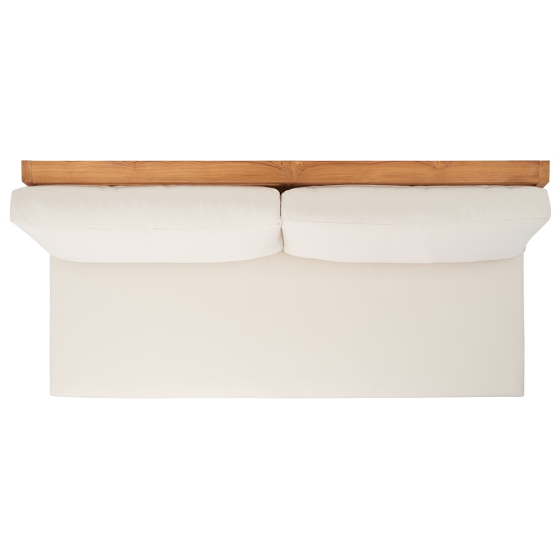 Pemberly Row Brazilian Teak Wood Patio Sofa in Natural and Beige