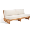 Pemberly Row Brazilian Teak Wood Patio Sofa in Natural and Beige