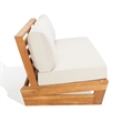Pemberly Row Brazilian Teak Wood Patio Sofa in Natural and Beige
