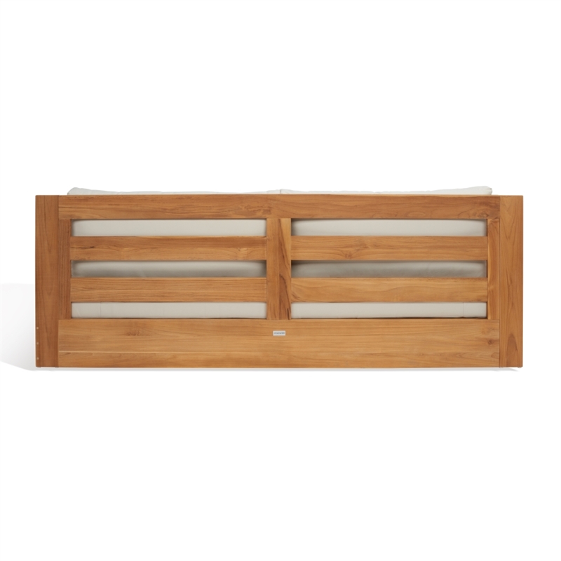 Pemberly Row Modern Brazilian Teak Patio Sofa in Natural and Beige
