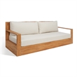Pemberly Row Modern Brazilian Teak Patio Sofa in Natural and Beige
