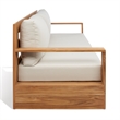 Pemberly Row Modern Brazilian Teak Patio Sofa in Natural and Beige