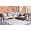 Pemberly Row Eucalyptus Wood Patio Sectional Sofa with Cushions in Natural