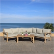 Pemberly Row Eucalyptus Wood Patio Sectional Sofa with Cushions in Natural