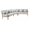 Pemberly Row Eucalyptus Wood Patio Sectional Sofa with Cushions in Natural