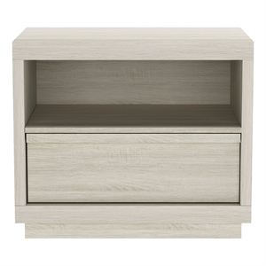 Pemberly Row 26&quot 1-Drawer Nightstand with Shelf in Whitewashed Oak