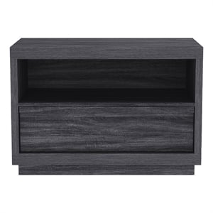 Pemberly Row 32&quot 1-Drawer Nightstand with Shelf in Charcoal Gray