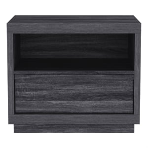 Pemberly Row 26&quot 1-Drawer Nightstand with Shelf in Charcoal Gray