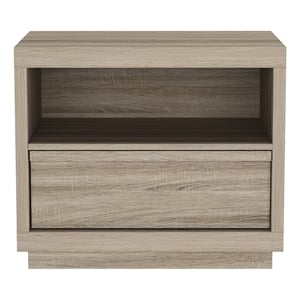 Pemberly Row 26&quot 1-Drawer Nightstand with Open Shelf in Natural Oak