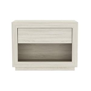 Pemberly Row 32&quot 1-Drawer Nightstand with Open Cubby in Whitewashed Oak