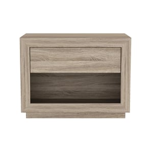Pemberly Row 32&quot 1-Drawer Nightstand with Open Cubby in Natural Oak