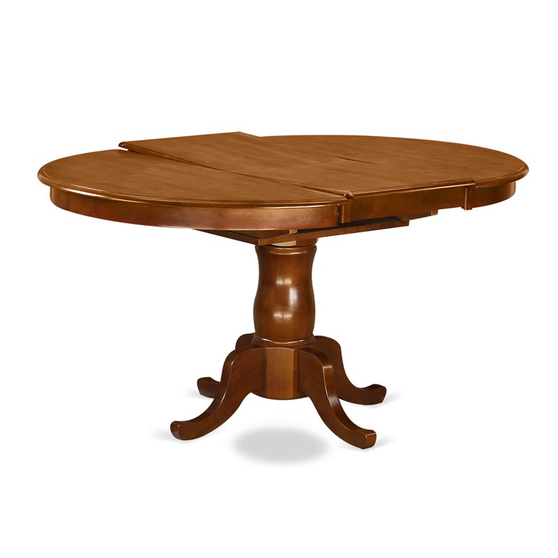Pemberly Row Oval Wood Butterfly Leaf Dining Table in Saddle Brown Finish