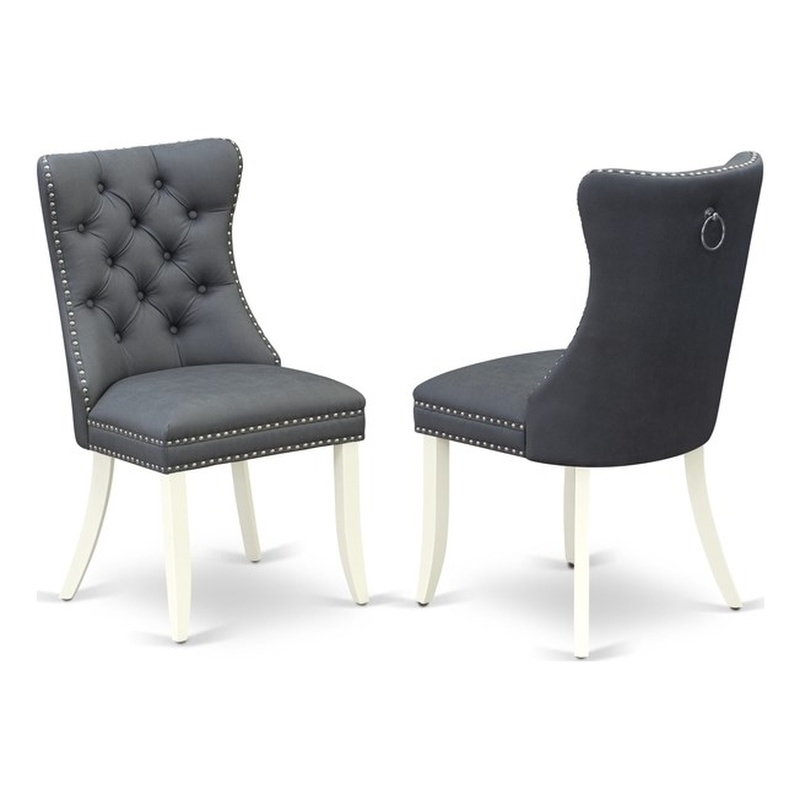 Pemberly Row Faux Leather Parson Dining Chairs in Platinum Gray (Set of 2)