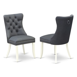 Pemberly Row Faux Leather Parson Dining Chairs in Platinum Gray (Set of 2)