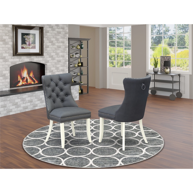 Pemberly Row Faux Leather Parson Dining Chairs in Platinum Gray (Set of 2)