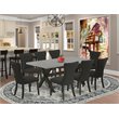 Pemberly Row 9-Piece X-Style Wood Dining Set in Black and Cement