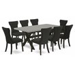 Pemberly Row 9-Piece X-Style Wood Dining Set in Black and Cement