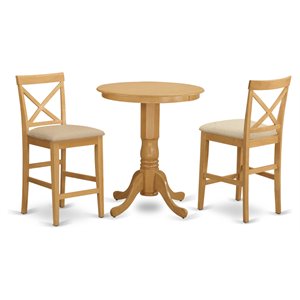 Pemberly Row 3-Piece Counter Dining Table Set in Oak Finish with Chairs