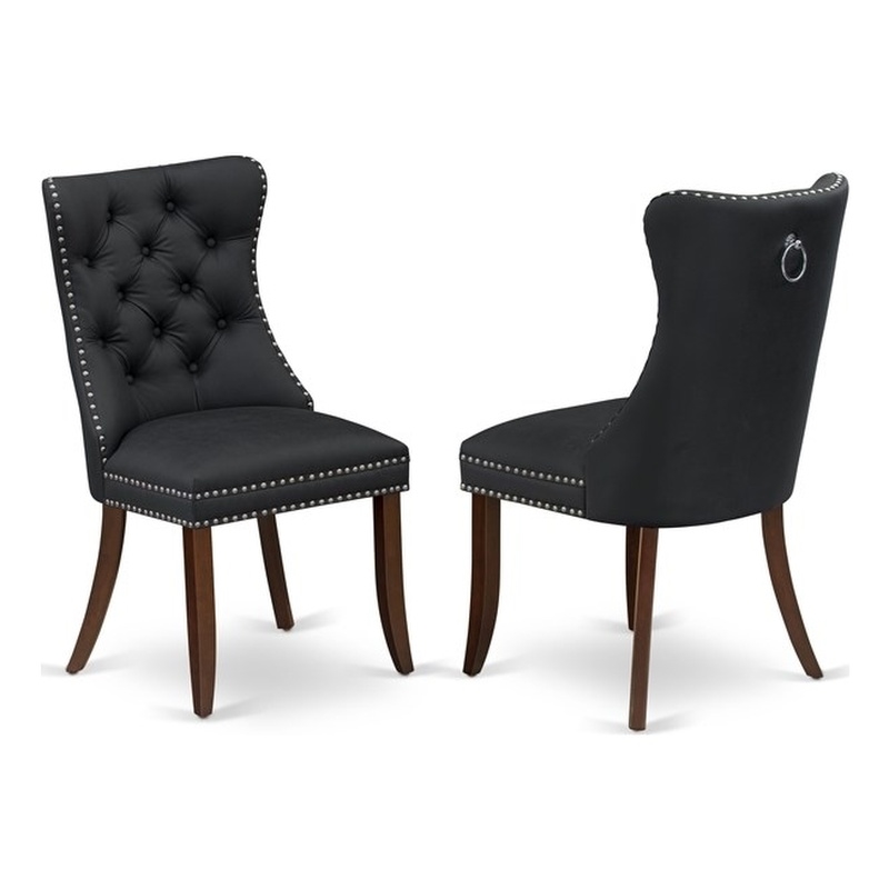 Pemberly Row Faux Leather Parson Dining Chairs in Dark Gray (Set of 2)