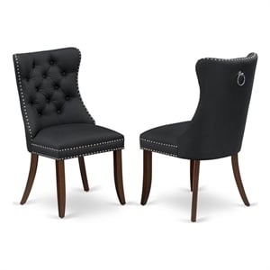 Pemberly Row Faux Leather Parson Dining Chairs in Dark Gray (Set of 2)