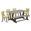 Pemberly Row 6-Piece Wood Dining Set in Jacobean Brown/Cement Finish