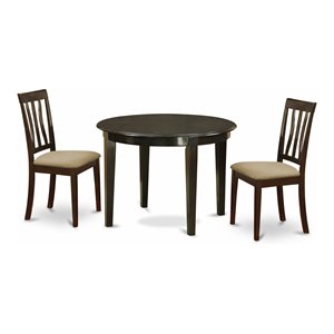 Pemberly Row 3-Piece Round Dining Table Set with Chairs in Cappuccino