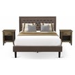 Pemberly Row 3-Piece Wood Queen Bed Set with Brown Linen Headboard