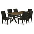 Pemberly Row X-Style 7-Piece Wood Dining Table and Chairs in Black Finish