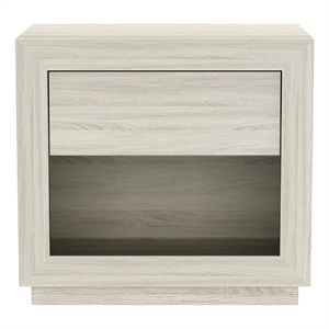 Pemberly Row 26 Inch 1-Drawer Nightstand in Whitewashed Oak Laminate