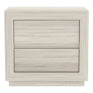 Pemberly Row 26 Inch 2-Drawer Nightstand in Whitewashed Oak Laminate