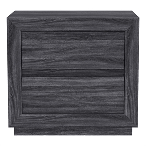 Pemberly Row 26 Inch 2-Drawer Nightstand in Charcoal Gray Laminate