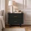 Pemberly Row 30 Inch Wood 2-Drawer Nightstand in Black Oak Veneer Finish