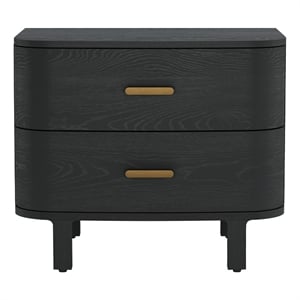 Pemberly Row 30 Inch Wood 2-Drawer Nightstand in Black Oak Veneer Finish